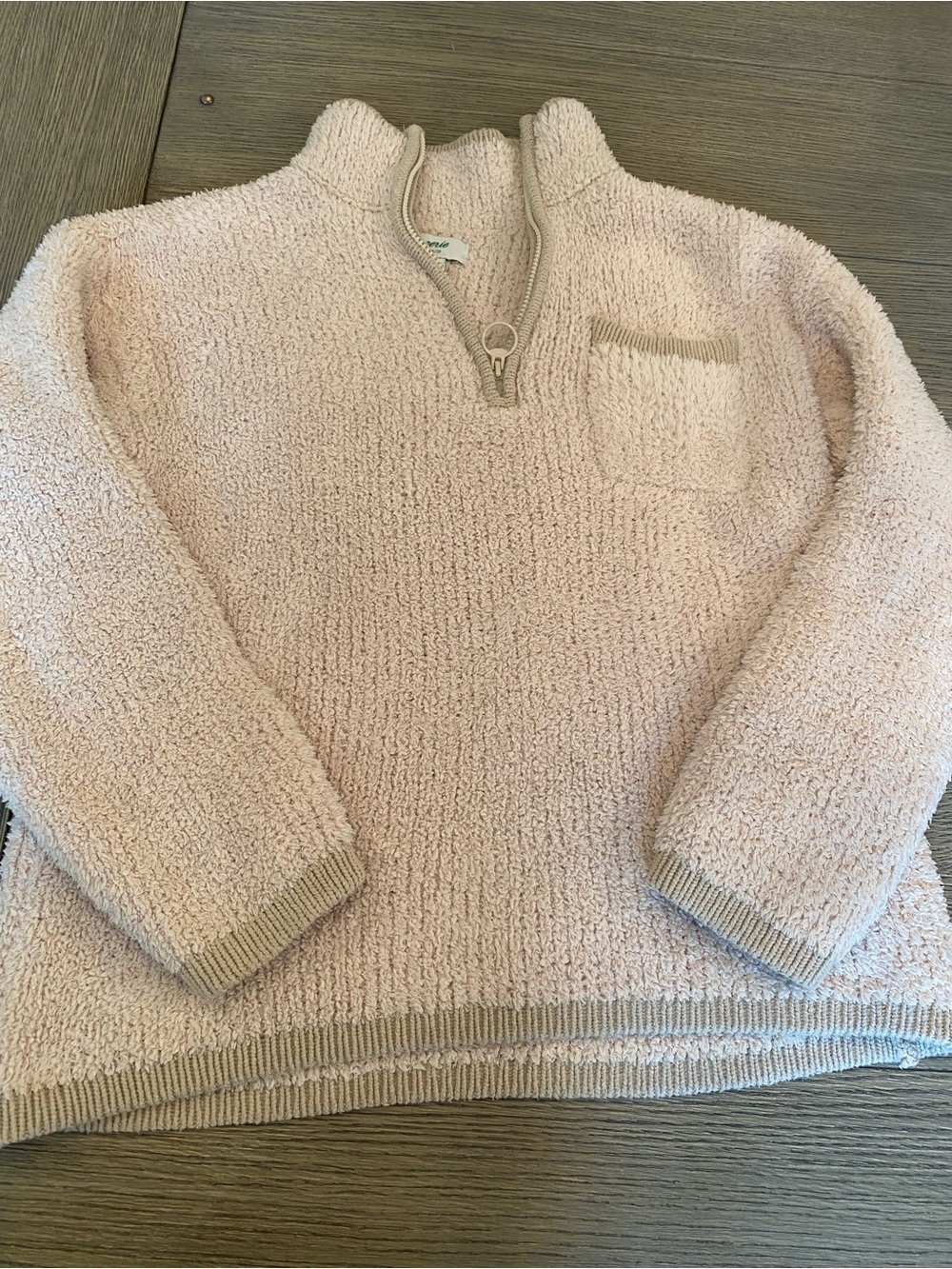 aerie Plush Quarter-Zip Pullover Sweater - Pale Pink